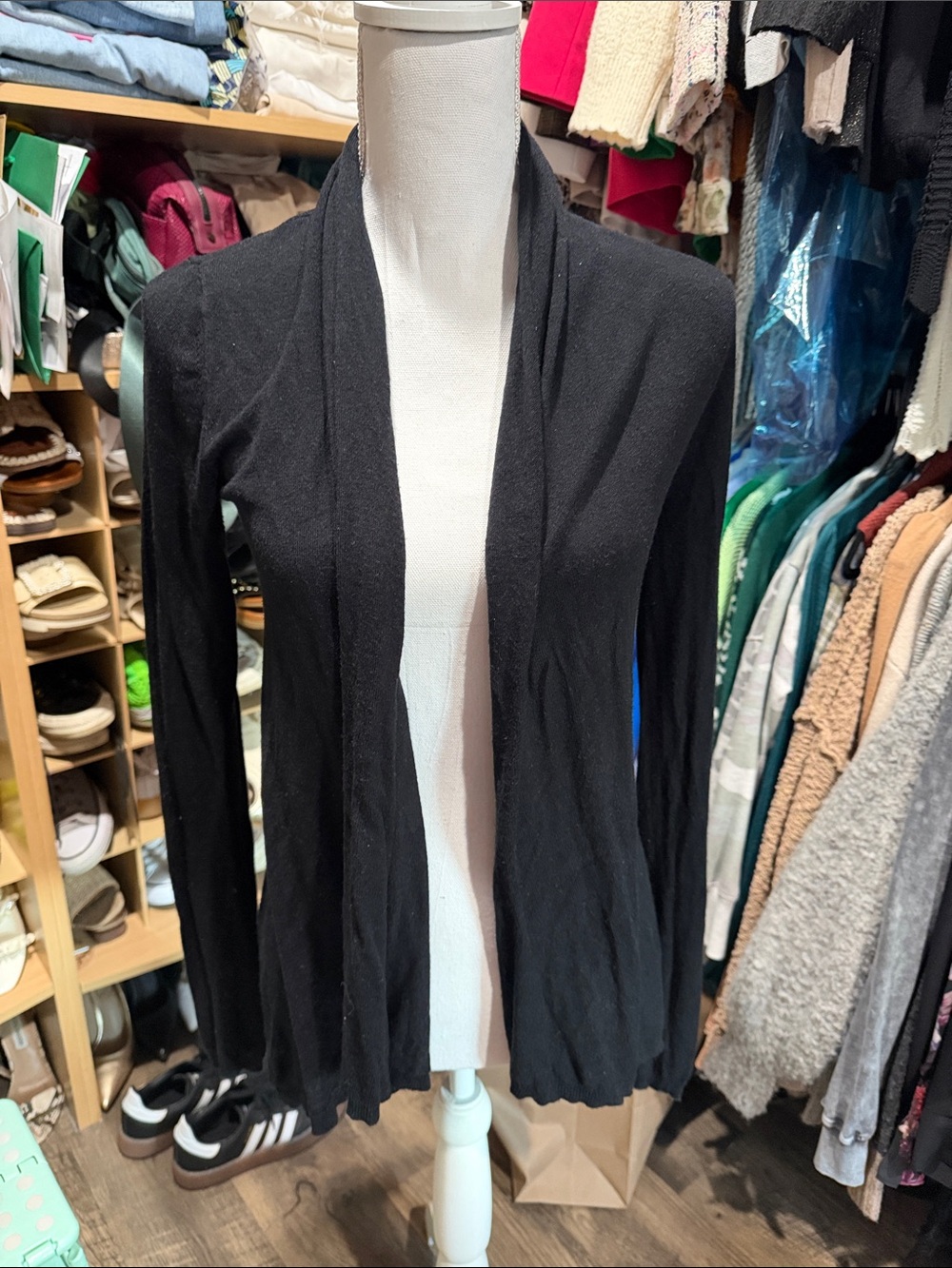 Express Black Open-Front Lightweight Cardigan